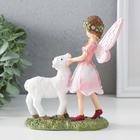 Фигурка полистоун «Девочка-бабочка с барашком на полянке», розовые крылья, 13.5×5.5×15.5 см - Фото 4