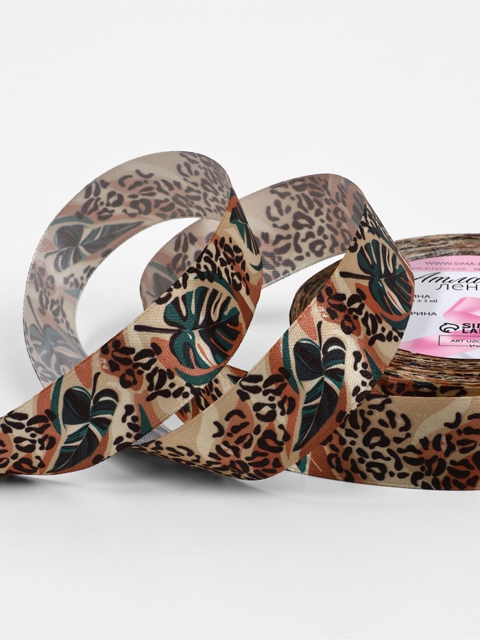 Лента атласная «Джунгли», 25 мм, 23±1 м, разноцветная - Фото 1