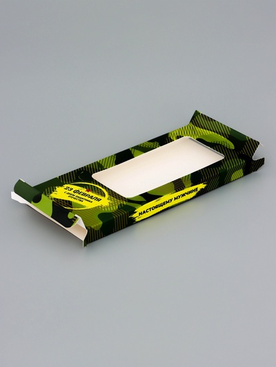 Подарочная коробка под плитку шоколада, с окном,«Настоящему мужчине», 17.1×8×1.4 см