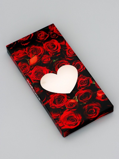 Подарочная коробка под плитку шоколада, с окном, «Сердце», 17.1×8×1.4 см