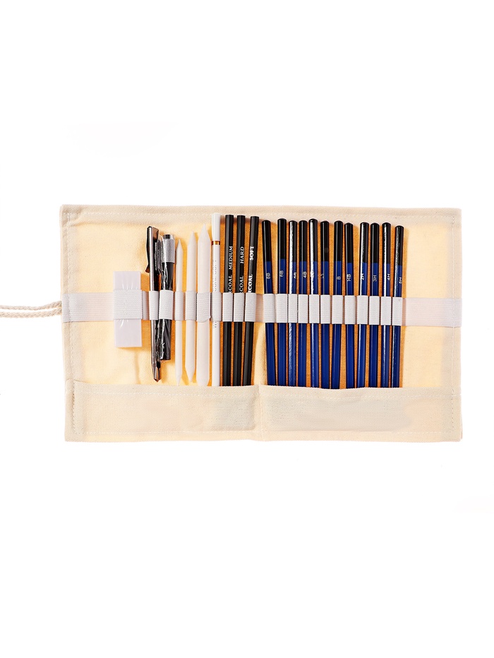 Набор художественный для рисования, пенал-скрутка, бежевый - Фото 1