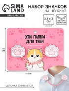 Значки на цепочке «Лапки», 13×10 см, набор 2 шт. - Фото 1