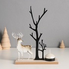 Подсвечник на 1 свечу «Олень у дерева», d=4 см, металл, дерево, 6×19×23.5 см - Фото 1