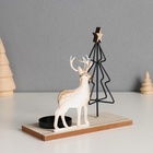 Подсвечник на 1 свечу «Олень у ёлочки», d=4 см, металл, дерево, 7.5×16×16 см - Фото 3