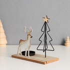 Подсвечник на 1 свечу «Олень у ёлочки», d=4 см, металл, дерево, 7.5×16×16 см - Фото 4