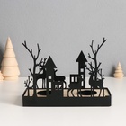 Подсвечник на 2 свечи «Олени и домика», d=4 см, металл, дерево, 7.5×18×14 см - Фото 2