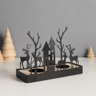 Подсвечник на 2 свечи «Олени и домика», d=4 см, металл, дерево, 7.5×18×14 см - Фото 3