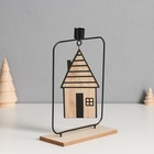 Подсвечник на 1 свечу «Домик», d=2 см, металл, дерево, 6×15×24 см - Фото 3
