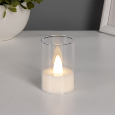 Светодиодная свеча, ночник LED RISALUX «Романтик», от батареек 3×LR1130, 0.3 Вт, 4×4×6 см