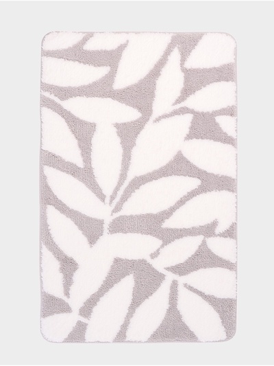 Коврик Доляна Leaves, 50×80 см, ворс 1.5 см, микрофибра, серый