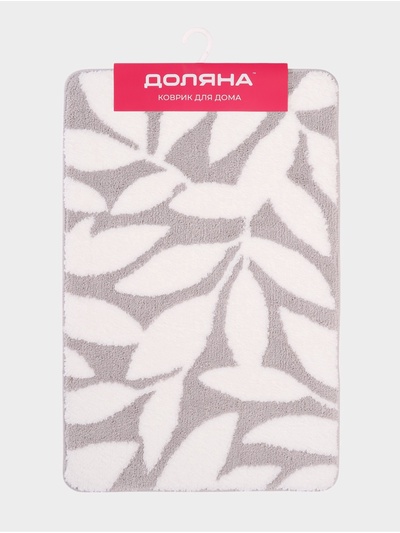 Коврик Доляна Leaves, 50×80 см, ворс 1.5 см, микрофибра, серый