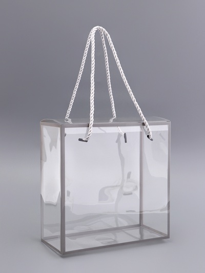 Коробка из PET с ручками, серебрянная, 20 х 20 х 9 см
