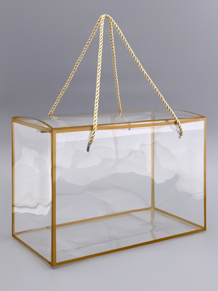 Коробка из PET с ручками, золотая, 30×15×20 см - Фото 1