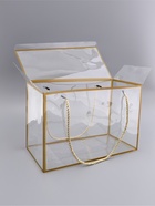 Коробка из PET с ручками, золотая, 30×15×20 см - Фото 3