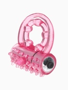Кольцо эрекционное двойное и вибропуля с вибрацией и стимуляцией, силикон, розовый - Фото 1