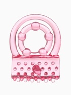 Кольцо эрекционное двойное и вибропуля с вибрацией и стимуляцией, силикон, розовый - Фото 3