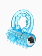 Кольцо эрекционное двойное и вибропуля с вибрацией и стимуляцией, силикон, голубой - Фото 2