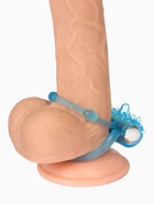 Кольцо эрекционное двойное и вибропуля с вибрацией и стимуляцией, силикон, голубой - Фото 6
