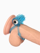 Кольцо эрекционное двойное и вибропуля с вибрацией и стимуляцией, силикон, голубой - Фото 5