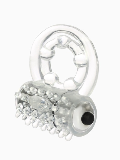 Кольцо эрекционное двойное и вибропуля с вибрацией и стимуляцией, силикон, прозрачный