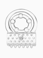 Кольцо эрекционное двойное и вибропуля с вибрацией и стимуляцией, силикон, прозрачный - Фото 3