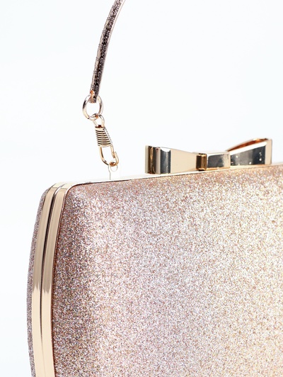 Сумка-клатч женская вечерняя на фермуаре, жёсткий корпус, с золотистой фурнитурой, розовая