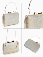 Сумка-клатч женская вечерняя на фермуаре, жёсткий корпус, с золотистой фурнитурой, золотистая - Фото 2