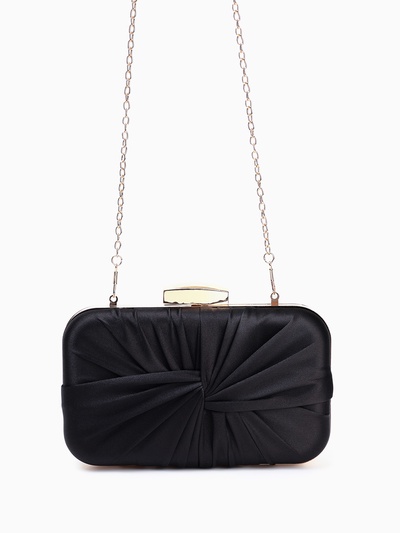 Сумка-клатч женская вечерняя на фермуаре, жёсткий корпус, на золотистой цепочке, чёрная
