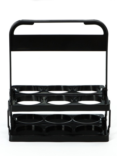 Переноска, подставка для 6 бутылок, 33 х 27,2 х 18 см, внутренний диаметр 7,8 см, черный