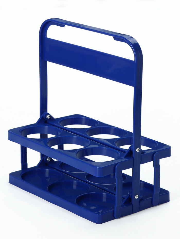 Переноска, подставка для 6 бутылок, 33 х 27,2 х 18 см, внутренний диаметр 7,8 см, синий - Фото 1