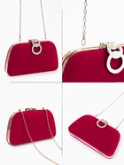 Сумка-клатч женская вечерняя на фермуаре, жёсткий корпус, с акцентной застёжкой, розовая - Фото 3