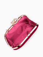 Сумка-клатч женская вечерняя на фермуаре, жёсткий корпус, с акцентной застёжкой, розовая - Фото 4