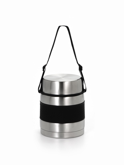 Термос для еды Мастер К, 1 л, с широким горлом, с контейнером, нержавеющая сталь, серебристый