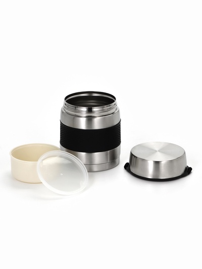 Термос для еды Мастер К, 1 л, с широким горлом, с контейнером, нержавеющая сталь, серебристый