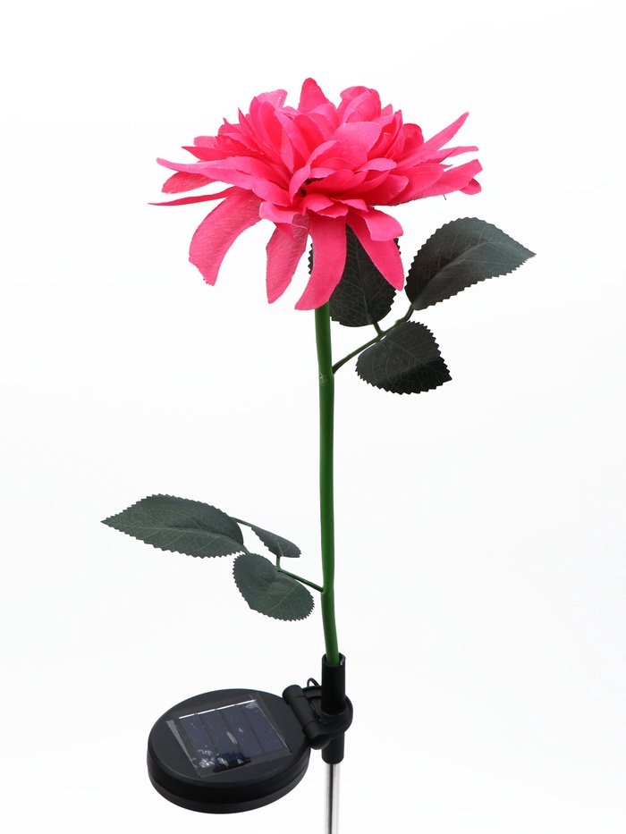 Штекер с подсветкой «Цветок», на солнечной батарее, розовый, 14×9 см/70 см, теплое свечение