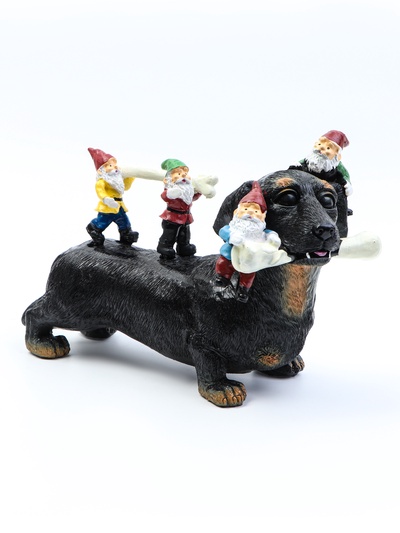 Садовая фигура из полистоуна «Такса с гномами», 20×9×15 см