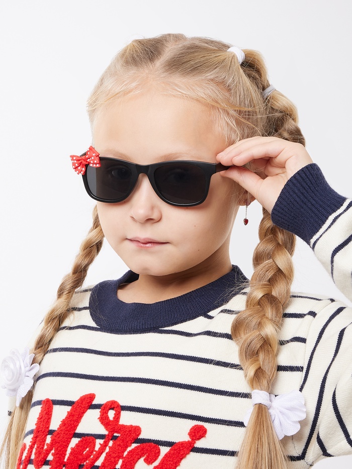 Очки солнцезащитные детские «Бантик», uv 400, линза 3.4×3.6 см, чёрный - Фото 1