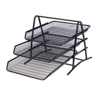 Лоток для бумаг горизонтальный, 3 отделения, чёрная сетка - Фото 2