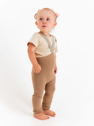 Лосины детские с лямками MINAKU, рост 80-86 см, бежевые