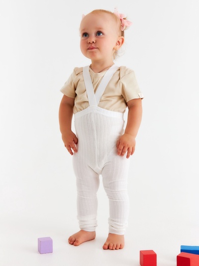 Лосины детские с лямками MINAKU, рост 68-74 см, белые