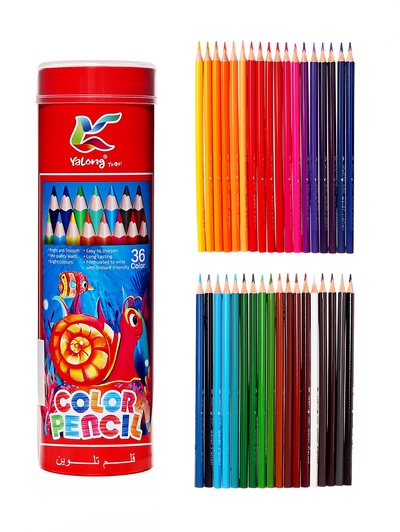 Карандаши 36 цветов, трехгранные, деревянные «Морские обитатели», в металлическом тубусе