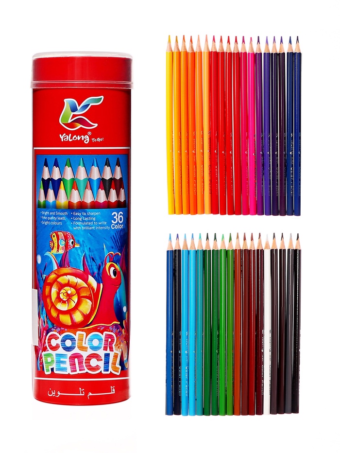 Карандаши 36 цветов, трехгранные, деревянные «Морские обитатели», в металлическом тубусе - Фото 1