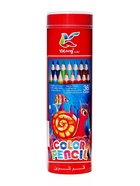 Карандаши 36 цветов, трехгранные, деревянные «Морские обитатели», в металлическом тубусе - Фото 2