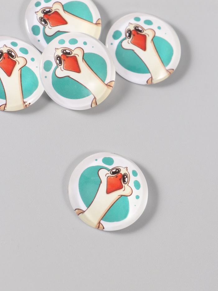 Кабошон стекло для творчества «Круг. Гусь», 3×3 см