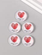 Кабошон стекло для творчества "Круг. Сердце отпечатки" 3х3 см (10 шт) - фото 808626556