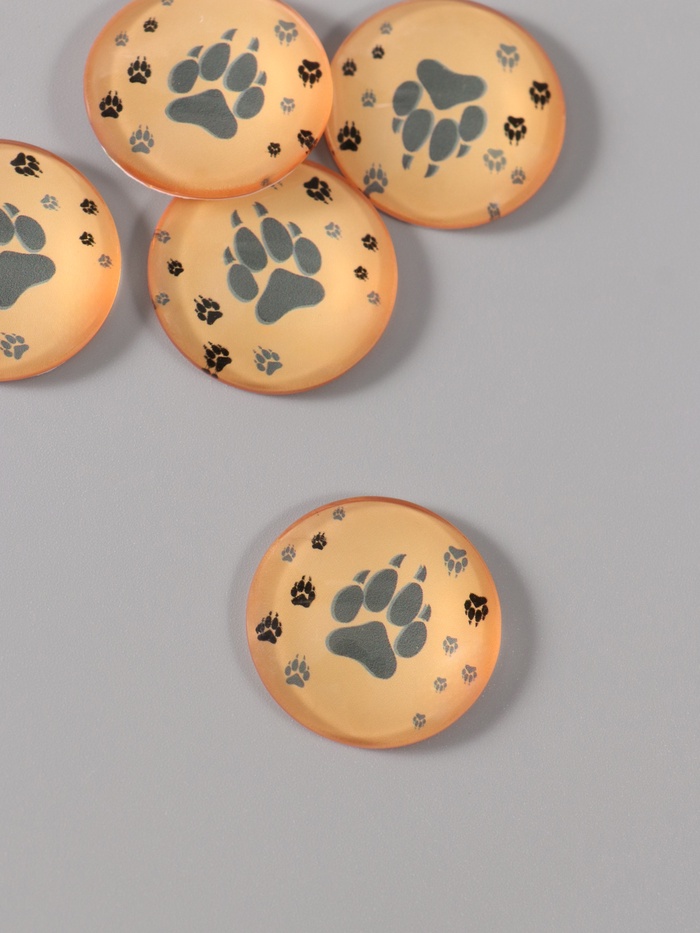 Кабошон стекло для творчества «Круг. Следы волка», 3×3 см