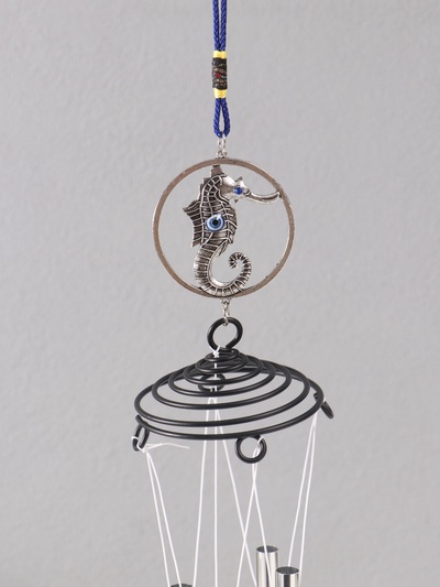 Музыка ветра металл от сглаза "Морской конек" 4 трубочки h=60см