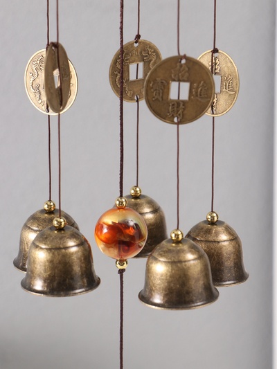 Музыка ветра металл от сглаза "Инь-Ян" 5 колокольчиков h=60см