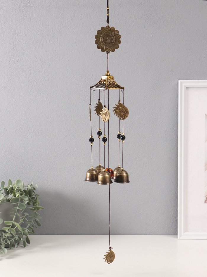 Музыка ветра от сглаза «Солнышко», металл, 5 колокольчиков, h=60 см