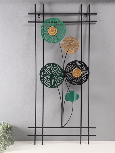 Декор настенный, панно металл «Экзотические цветы», 98.5×48.5 см